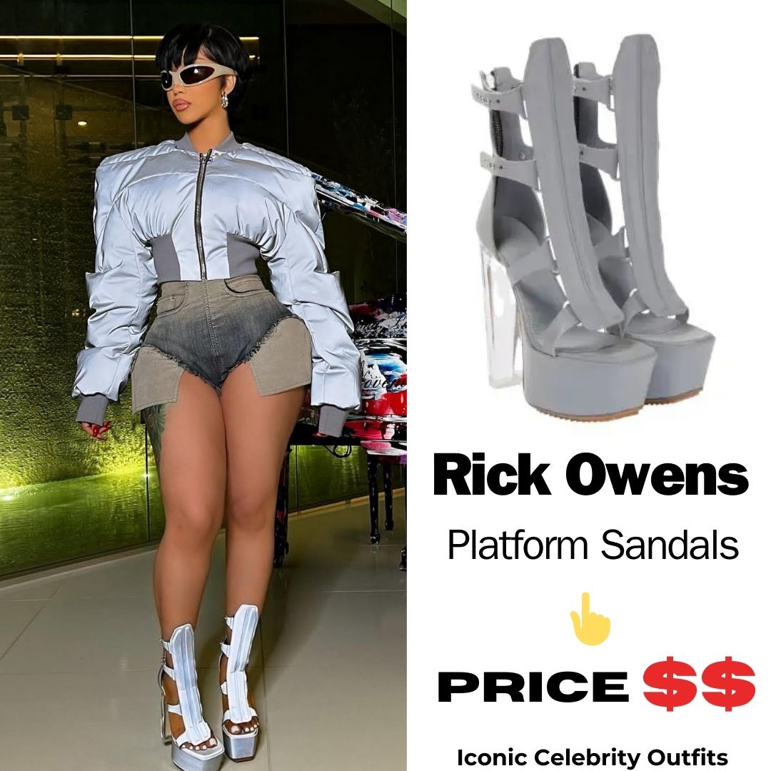 Cardi's Cool Vibes: Rick Owens Spartans Platform Sandals!💎✨ 
👉 iconiccelebrityoutfits.com/cardi-b-silver…
#CardiB #RickOwens #GlamGame #SparklingStyle  #LuxuryFashion  #LuxuryStyle #ShopTheLook #OOTD #LimitedEdition #FashionIcon #CardiBspired #IconicCelebrityOutfits #celebrities #CardiBStyle