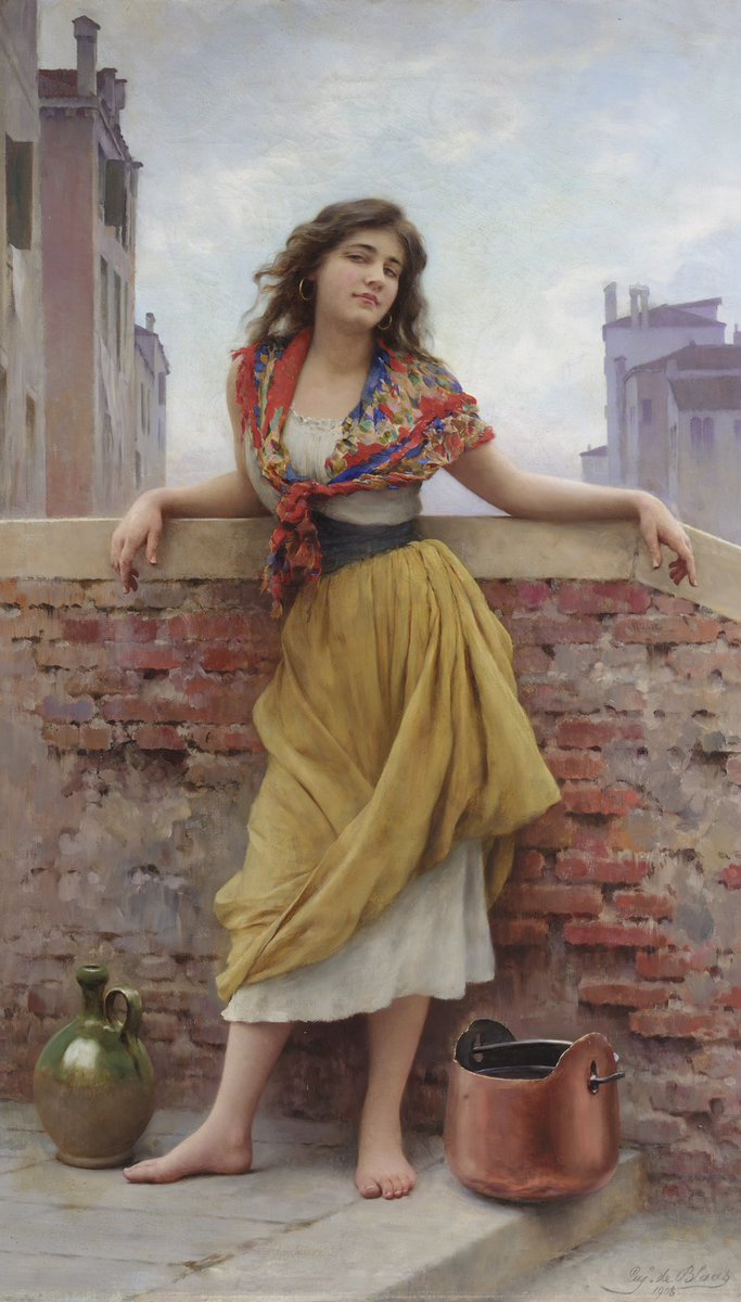 “La aguatera” es una obra del pintor académico italiano Eugene de Blaas realizada en 1908.
