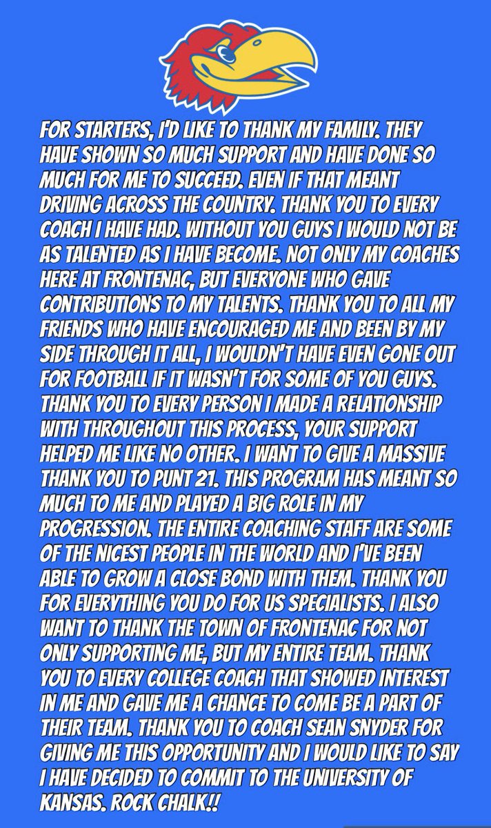 Nice little thank you letter <a href="/punt_21/">Punt 21 Kicking Services</a> <a href="/coachseansnyder/">Sean Snyder</a> @FHSRAIDERS_FB <a href="/devin_anctil/">Devin Anctil</a>