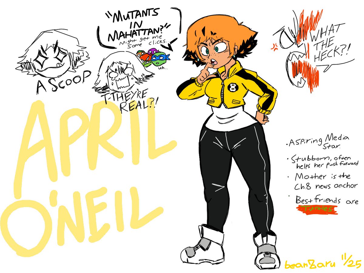 A reminder that me and @DeputyRustArt made our April O'Neil a Nuyorican conspiracy theorist, meaning she curses in Spanish ALOT.