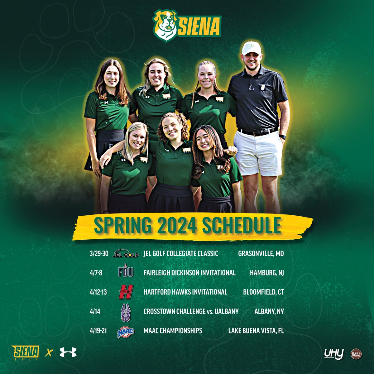 ⛳️ 🗓️ 

Ready to compete for the 🏆 in the spring!

🔗 t.ly/N9IB_

#MarchOn x #SienaSaints x #NCAAGolf x #MAACGolf