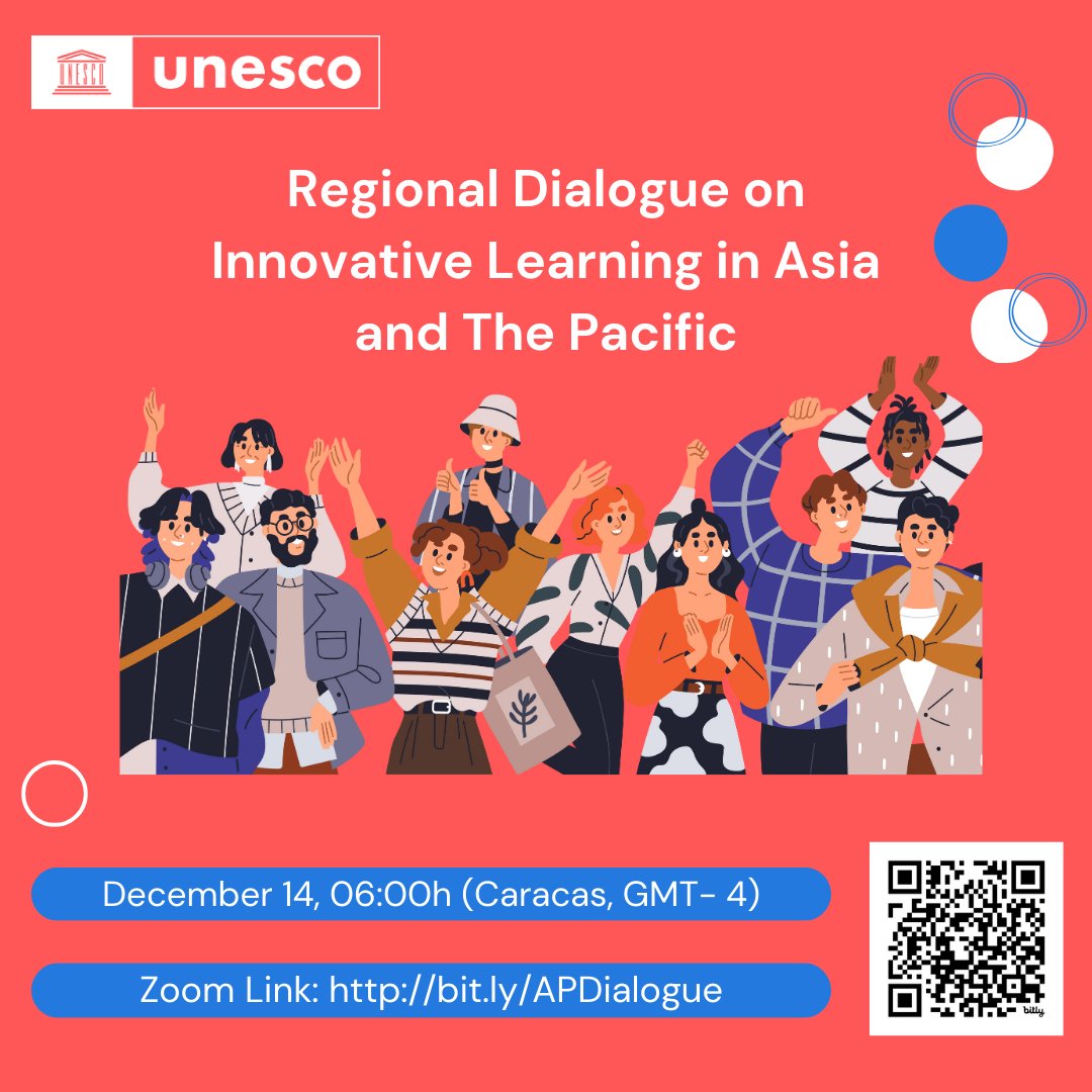 🎆 Let’s celebrate youth engagement in Asia and The Pacific by debating innovation and education 🌐 Youth representatives from Asian and the Pacific will share experiences on innovative learning! 📅Date: Dec 14 🕕 6:00h (Caracas, GMT-4) Take part ➡ t.ly/NUYYq