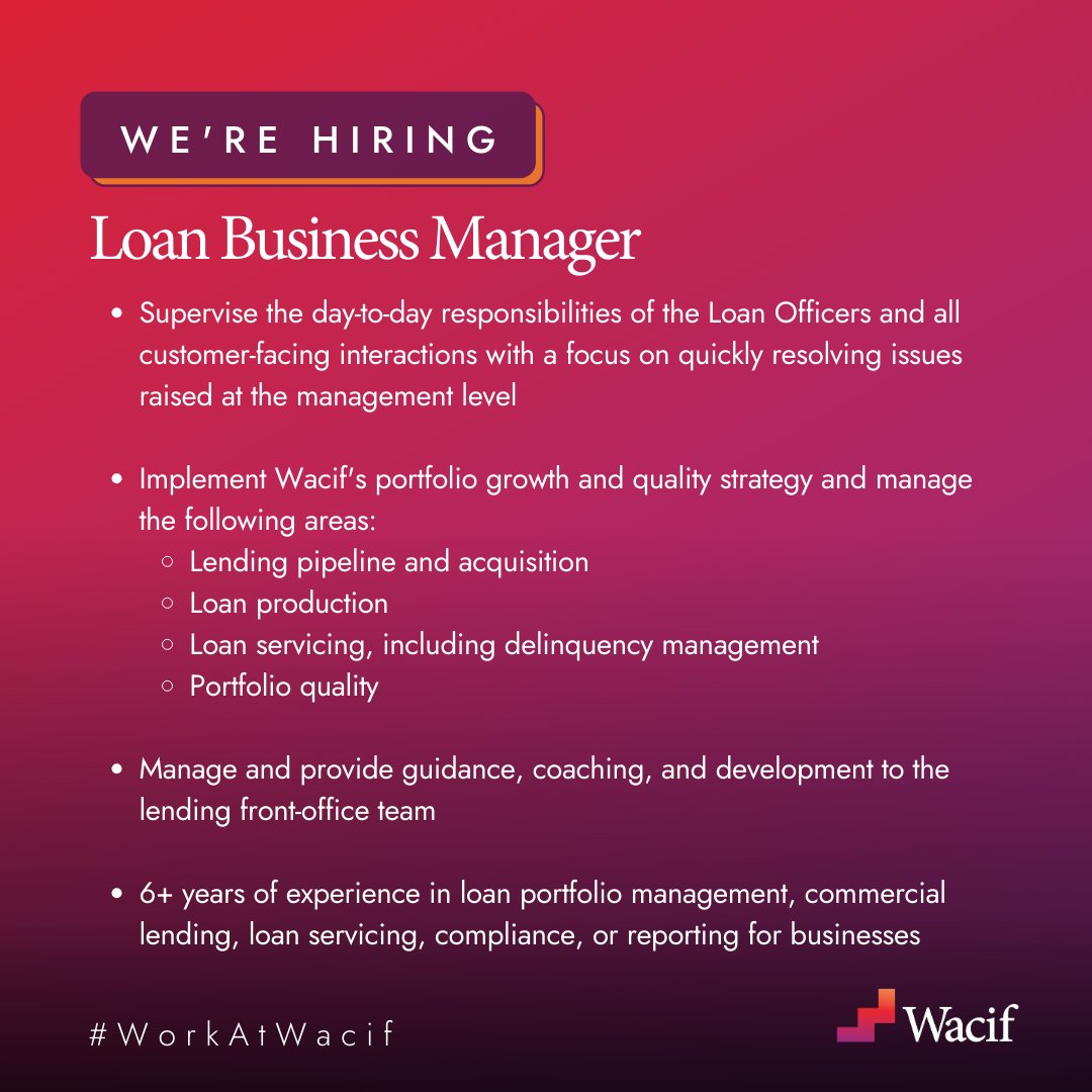 Join the WACIF team! 🌟 We are seeking individuals who are passionate about driving impactful change through the pursuit of increasing equity and economic opportunity and excel in collaborative environments. Elevate your career and #WorkAtWACIF!⁠ linkedin.com/jobs/search/?c….