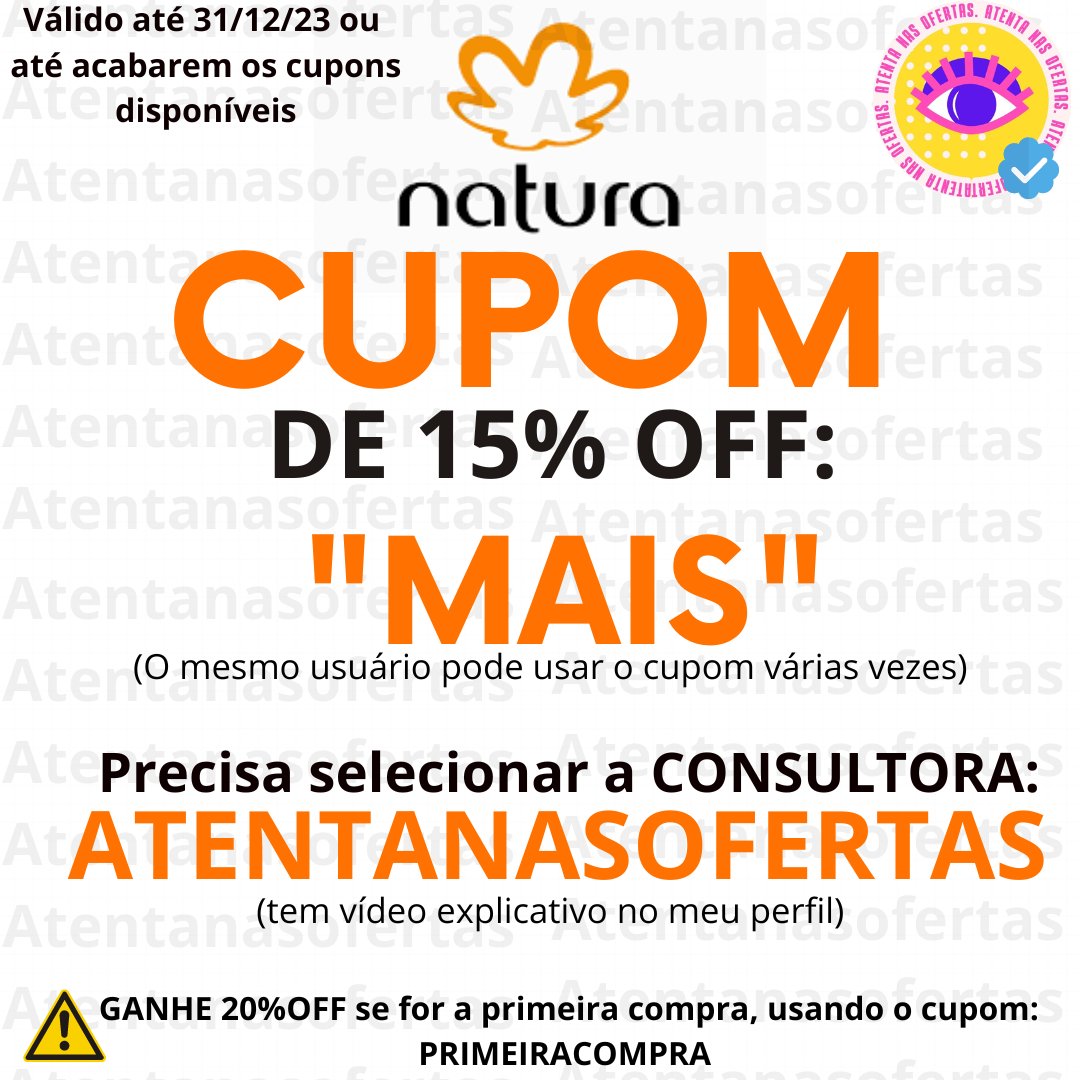 NATURA CUPOM DE DEZEMBRO COM 15%OFF

.
#cupomnatura #naturacupom #perfumenatura #descontonatura #consultoranatura