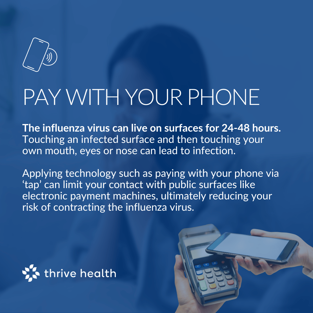 Did you know the flu virus can linger on surfaces for 24-48 hours? 

Embrace technology this flu season and opt for contactless payments with your phone to reduce your risk of infection. 📲

Let's stay smart and healthy together!  

Source: cdc.gov/flu/resource-c…