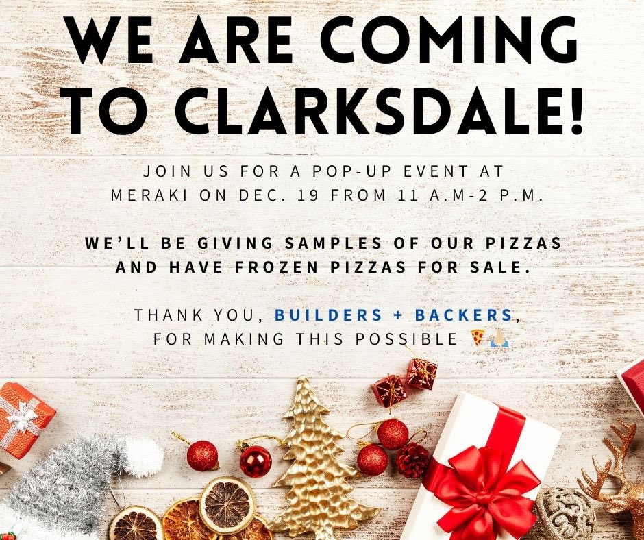 Clarksdale folks — spread the word and come get some @LenaPizzaBagels at Meraki Roasting Company on Dec. 19