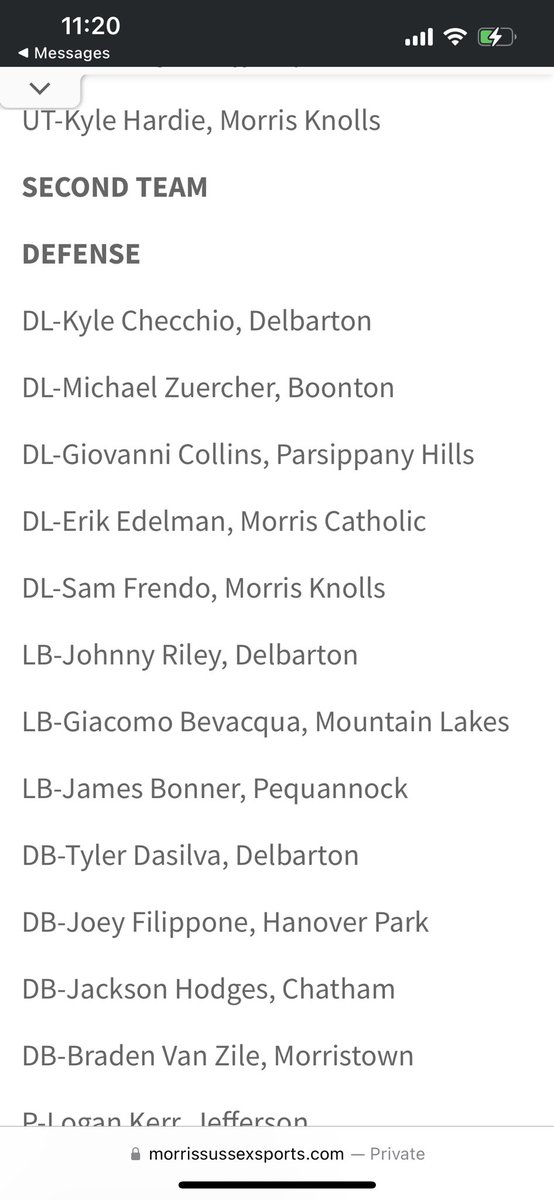 Honored to be named first team all conference and second team all county