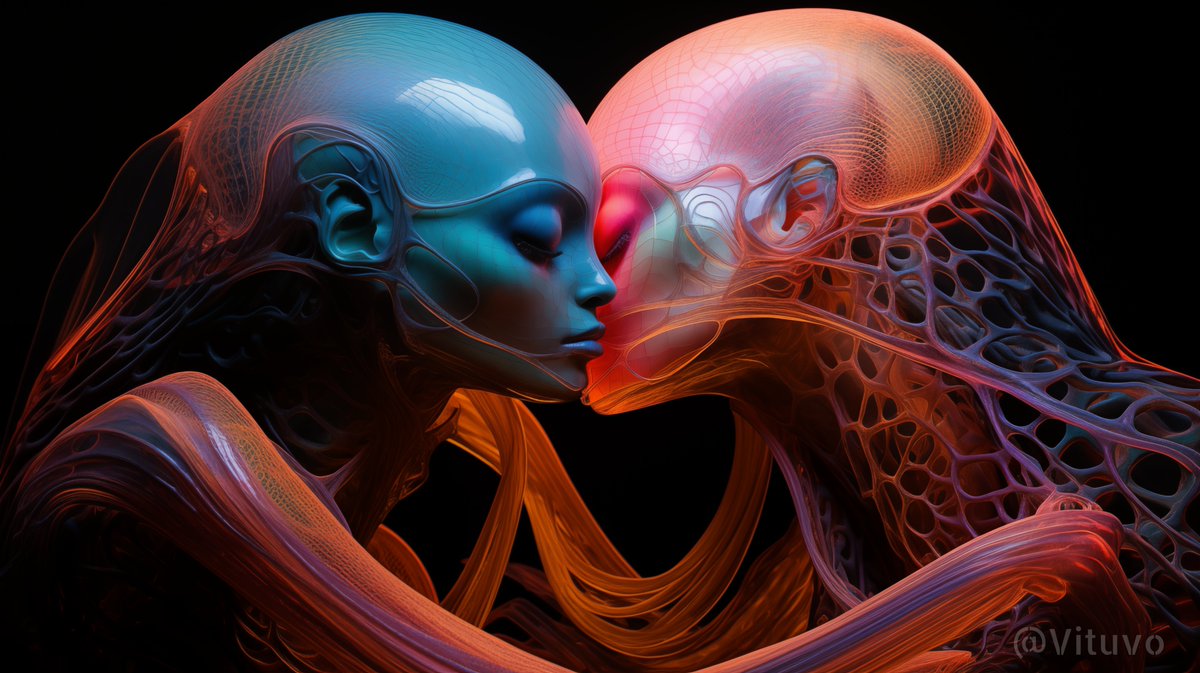 Intergalactic lovebirds in a mesh of passion! 💋

#Vituvo #midjourney #midjourneyart #MidjourneyAI #midjourneyartwork #midjouney #AIart #artwork #aiartist #aigenerated #OpenAI #ai #aiartcommunity #AIArtwork #digitalart #art #generativeart #DigitalArtist #aigirls 

#CosmicKiss
