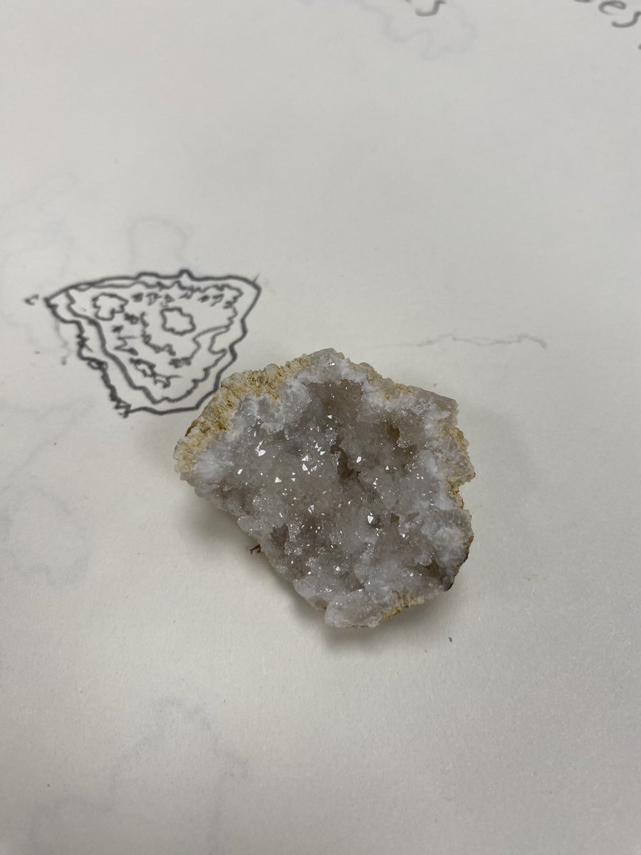 We’ve looked at salt, sugar and borax crystals. Today we smashed Moroccan geodes to find white quartz inside. I love gr5 science! @connectcharter #Science #crystals