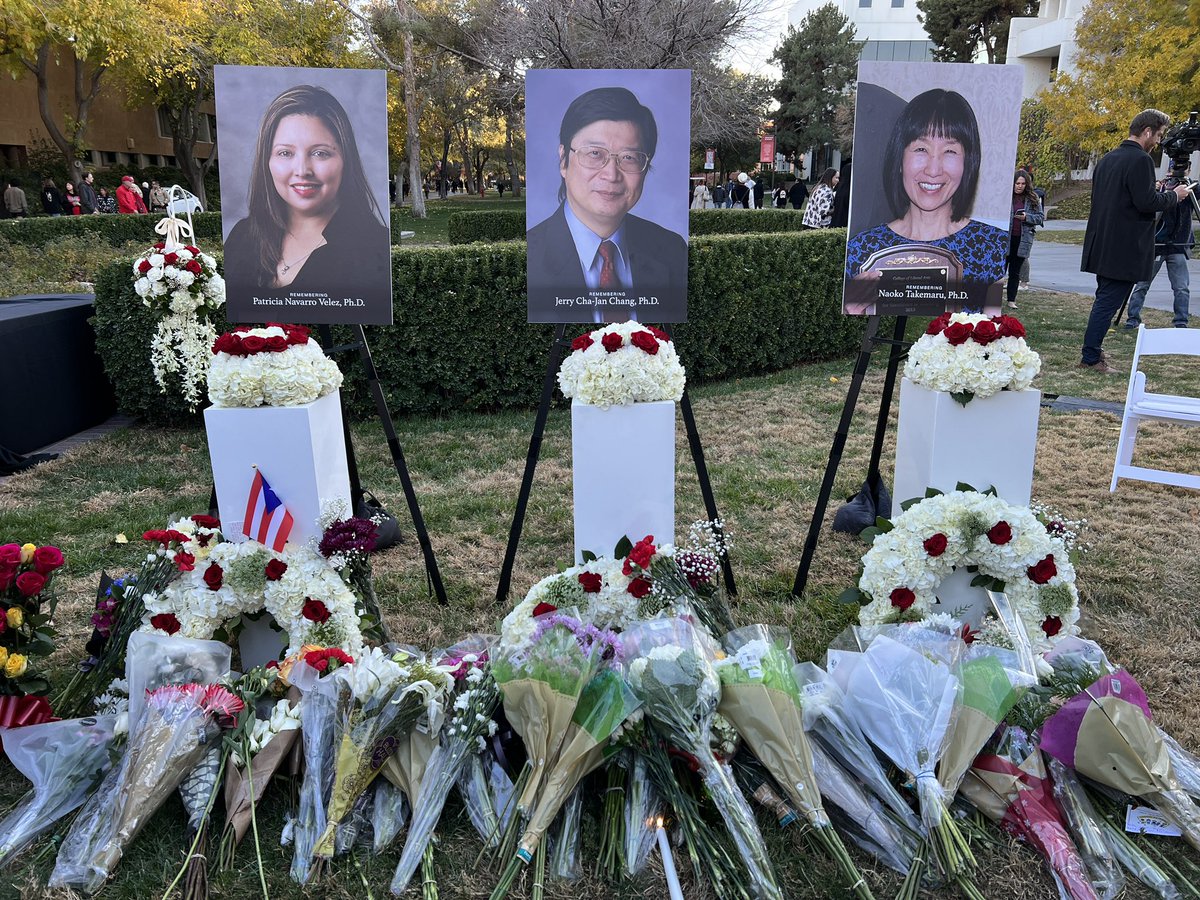 JosephMLombardo's tweet image. Earlier this afternoon, we joined together to mourn the tragic loss of Dr. Navarro Velez, Dr. Chang, and Dr. Takemaru at UNLV. 

We will forever honor their legacies as Rebels, and we will never forget them. 

#UNLVStrong