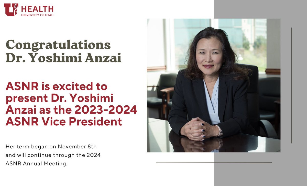 UofURadiology (@uofuradiology) on Twitter photo Dr. Anzai has been announced as the 2023-2024 ASNR Vice President. Please join us in congratulating Dr. Anzai on her new role! <a href="/TheASNR/">The American Society of Neuroradiology</a> <a href="/UofUHealth/">University of Utah Health</a> Dr. Anzai has been announced as the 2023-2024 ASNR Vice President. Please join us in congratulating Dr. Anzai on her new role! <a href="/TheASNR/">The American Society of Neuroradiology</a> <a href="/UofUHealth/">University of Utah Health</a>