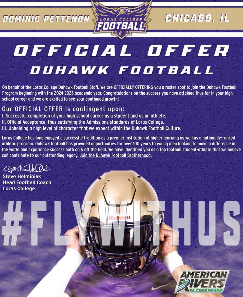 I’m extremely grateful and blessed to have received an offer from Loras College! God is truly Great! ✝️ @BrotherRiceFB