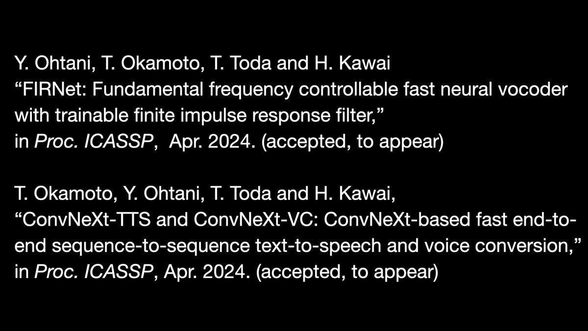 2/2 submissions accepted for #ICASSP2024 !
Congrats, Johmon-san!!