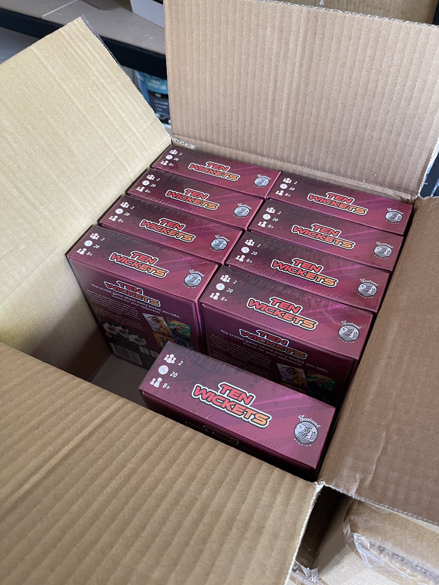 Ten Wickets has arrived in Australia! Backer orders are packed and will be picked up tomorrow. New orders before the 19th should arrive by Xmas 🎄 🏏 shop.seabrook-studios.com/products/ten-w…