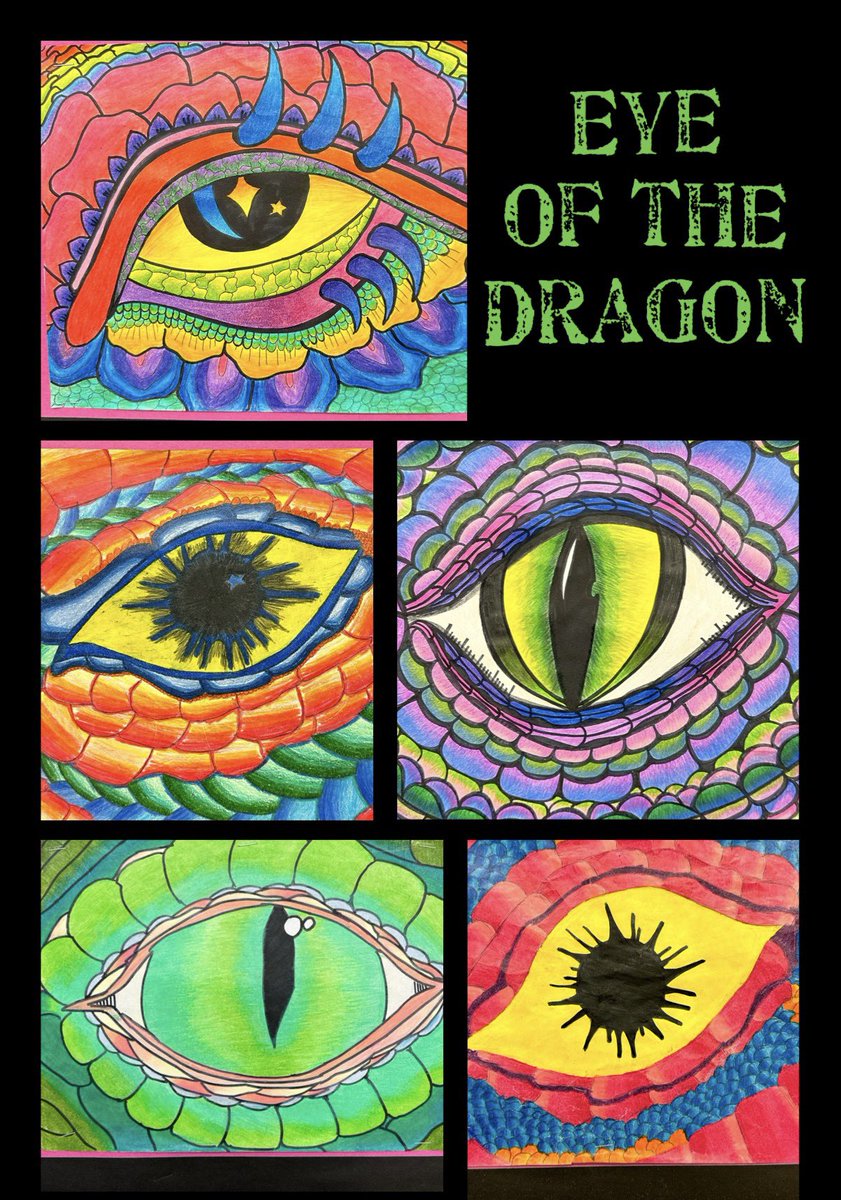 MsGraziosi's tweet image. 🐉 👁️ Eye of the Dragon👁️🐉
 #dragoneye #artlessons #grade8 #2024 #yearofthedragon
