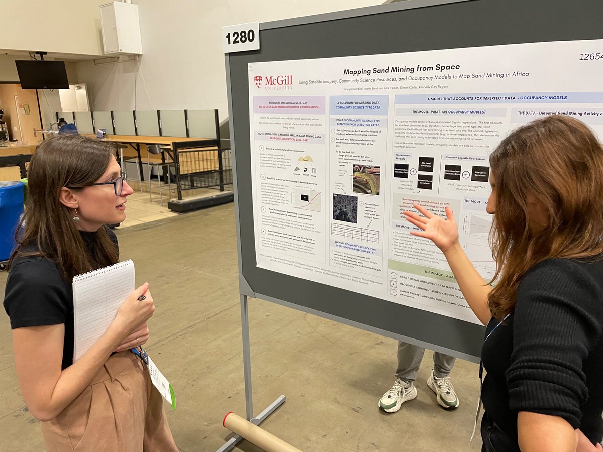 Mette Bendixen (@mettebendixen08) on Twitter photo If you’re at #AGU2023 and interested in sand mining, go check out presentation GC33J-1280 this afternoon by PhD student Nakiya Noorbhai <a href="/mcgillgeography/">McGill Department of Geography</a> on “Mapping sand mining from space - Using satellite imagery, citizen science and spatial occupancy models” If you’re at #AGU2023 and interested in sand mining, go check out presentation GC33J-1280 this afternoon by PhD student Nakiya Noorbhai <a href="/mcgillgeography/">McGill Department of Geography</a> on “Mapping sand mining from space - Using satellite imagery, citizen science and spatial occupancy models”
