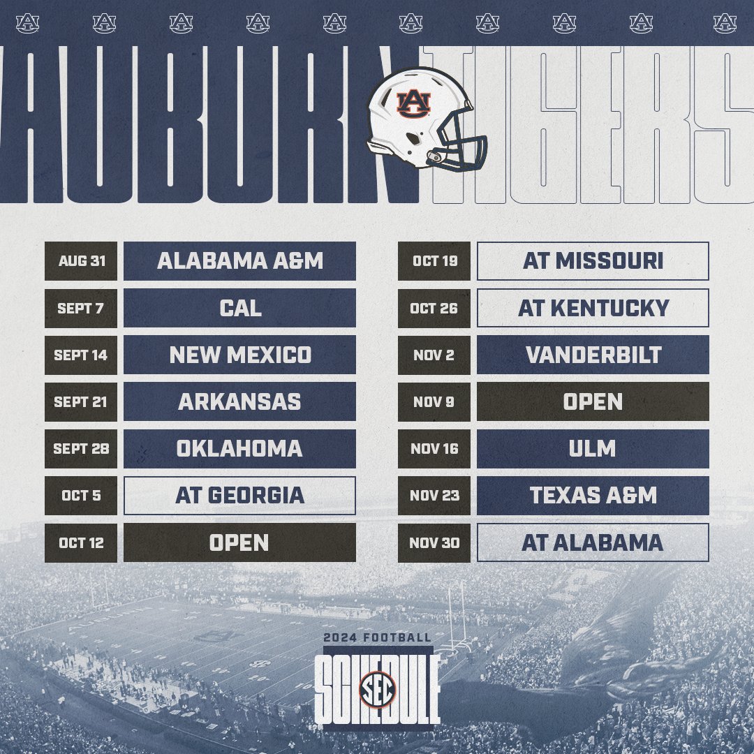 2024 SCHEDULE 🐅 @AuburnFootball 🗓️ secsports.social/fb-sched24