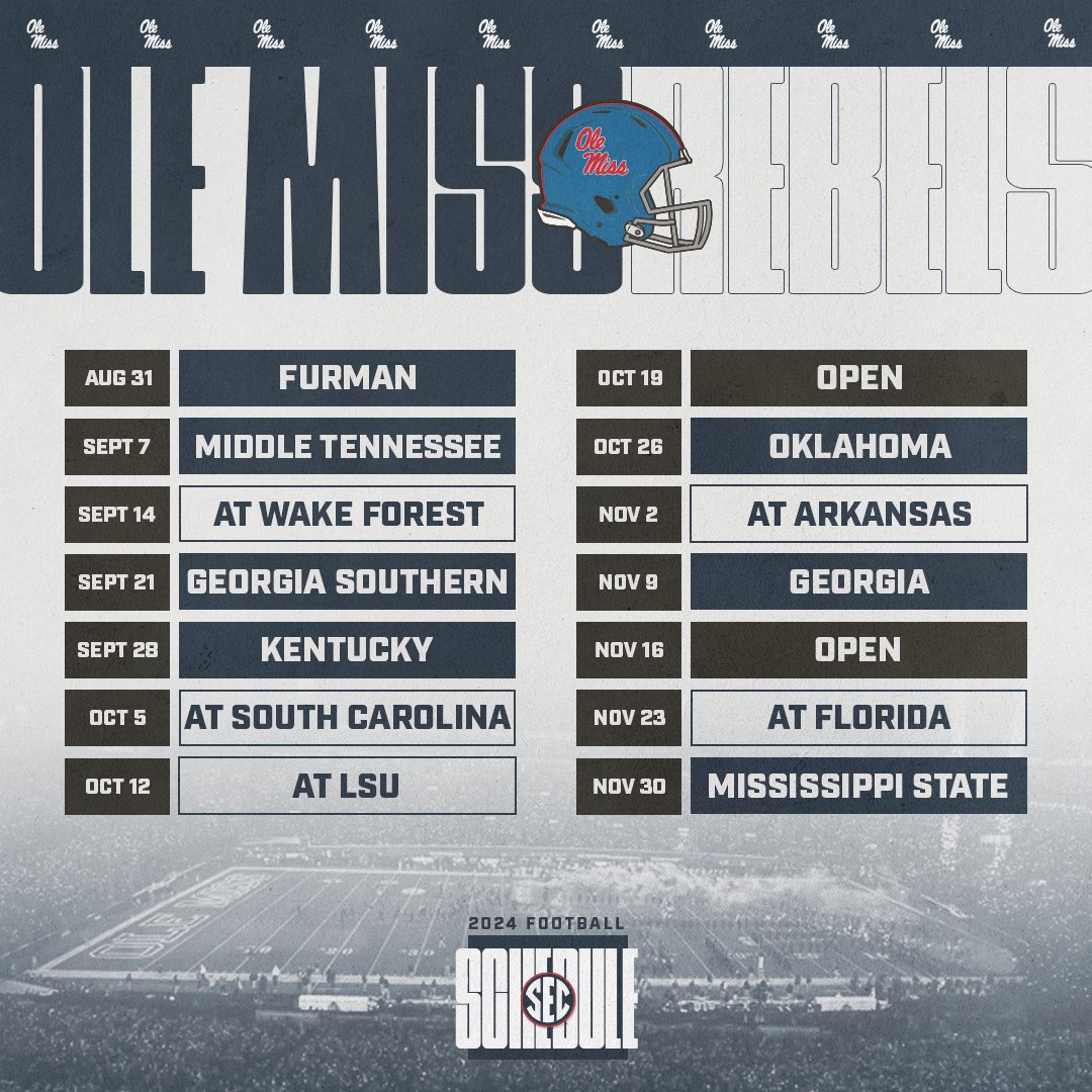 2024 SCHEDULE 🔵 @OleMissFB 🗓️ secsports.social/fb-sched24