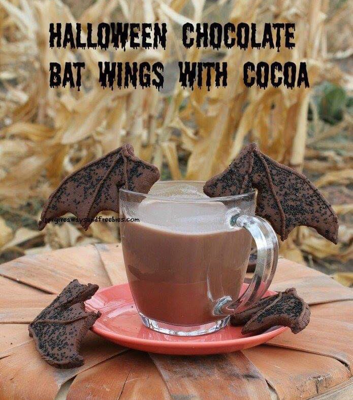 Chocolate BAT WINGS with Hot Cocoa via Priceless Product Reviews, Giveaways and Freebies. #NationalCocoaDay
#GhastlyGastronomy  

pprgiveawaysandfreebies.com/halloween-choc…