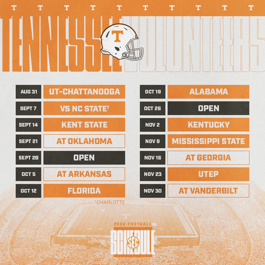 2024 SCHEDULE 🟧 @Vol_Football 🗓️ secsports.social/fb-sched24