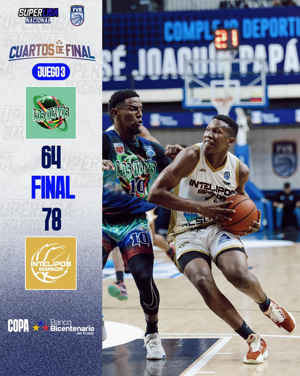 🏀 La lluvia de baloncesto continúa este miércoles en la "Élite 8" de la Superliga Nacional 🇻🇪, los Interlipos de Miranda vencieron a los Olivos de La Guaira para inscribir su nombre en la siguiente fase.

#SuperligaNacional
#ALosMiosVoy