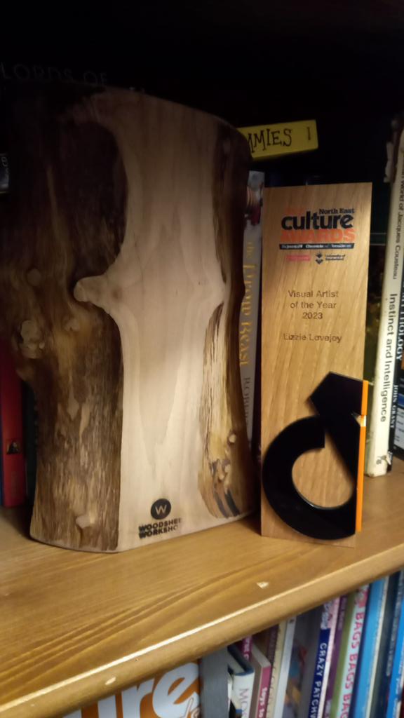 AAAH Thank you so much 💜 what a brilliant night! 

Now my woodcut award is next to another piece of Wearside wood from #sacriston 

Thank you #NEcultureawards