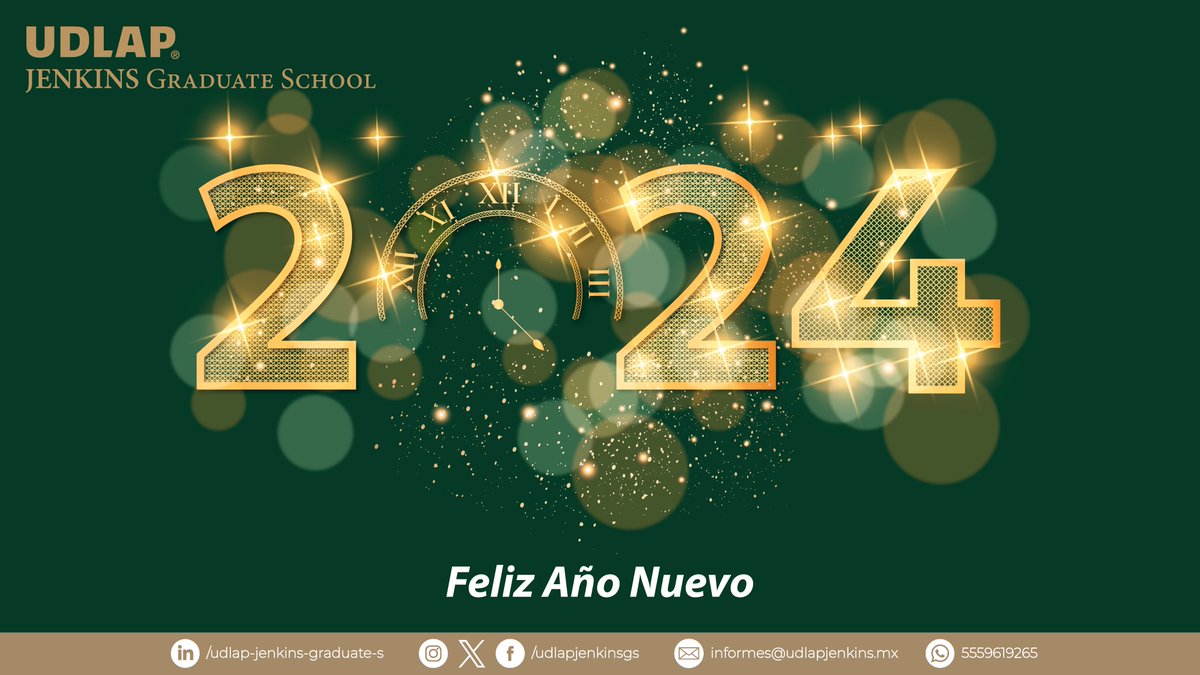 De parte de todos los que conformamos el equipo de UDLAP Jenkins Graduate School te deseamos un feliz y próspero 2024.