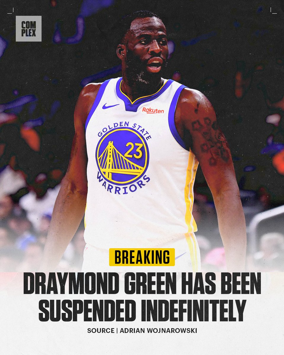 ComplexSports's tweet photo. An indefinite suspension has been handed down to Draymond Green for striking Jusuf Nurkic in last night's game against the Phoenix Suns, per @wojespn. https://t.co/w4NnrBHSyq