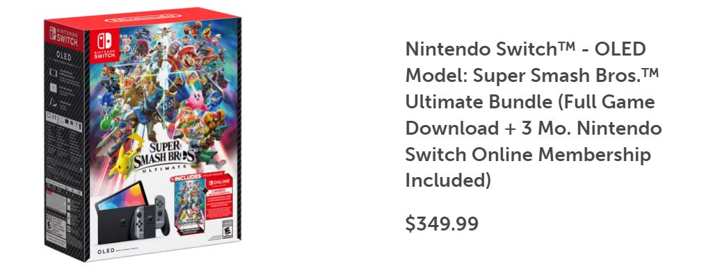 Nintendo Switch™ - OLED Model: Super Smash Bros. Ultimate Bundle (Full Game  Download + 3 Mo. Nintendo Switch Online Membership Included) 