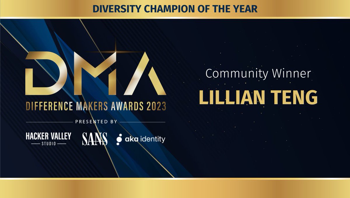 The Diversity Champion Award 👥 goes to the person who devotes significant time and energy to fostering talent and increasing representation and participation of under-represented minorities.

This year's Community Winner is Lillian Teng. Congratulations!

#SANSDMA