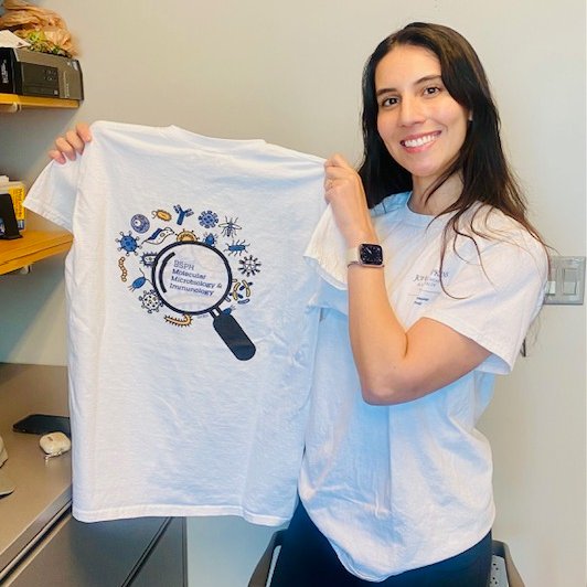 🎉Congratulations 🎉to MMI PhD student Soumia Bekka, winner of the 2023 MMI Design Contest! Soumia's beautiful design was printed on t-shirts for all MMI students. Soumia's research focuses on the role of interferon susceptibility in the persistence of perinatally acquired HIV.