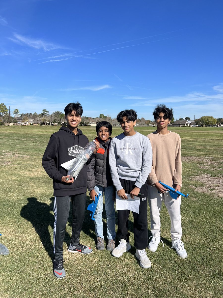 Robotics taking the learning outside with their aeronautical engineering water powered bottle rocket launches. @FBISDSTEM