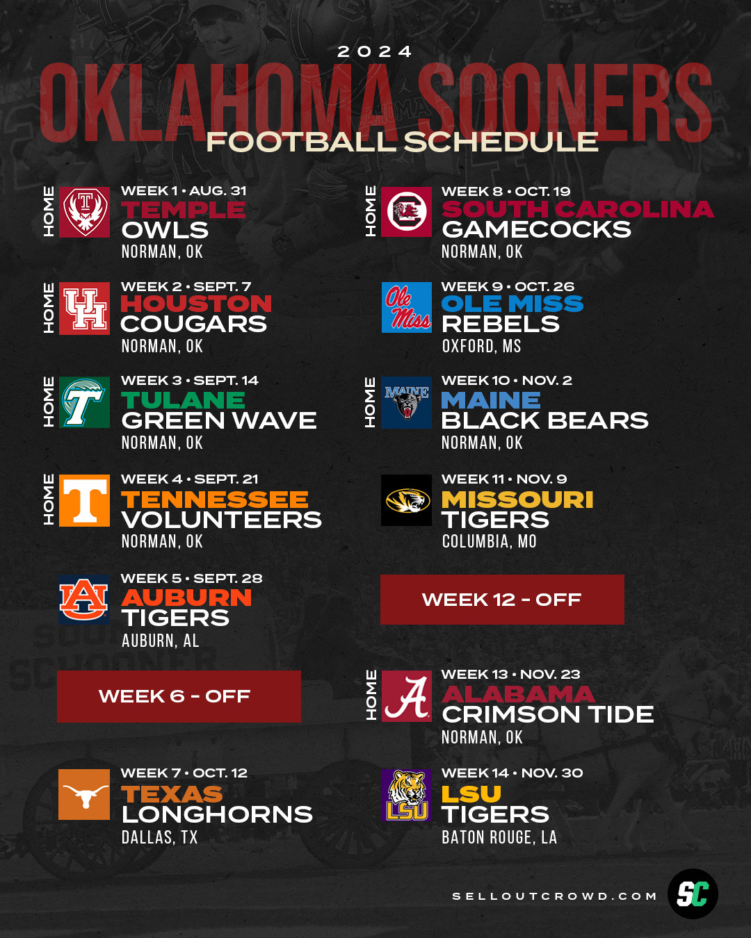 sellout-crowd-on-x-wednesday-night-s-sec-s-schedule-release-for-the-2024-season-completed-oklahoma-s-football-schedule-for-next-fall-with-a-sept-21-visit-from-tennessee-and-back-to-back-games-with-alabama