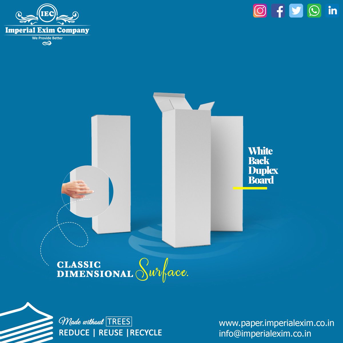 EximCompany's tweet image. Imperial Paper LLP 
@ wa.me/+918200830230
@ info@imperialexim.co.in
@ paper.imperialexim.co.in
Duplex Paper Board
White Back &amp;amp; Grey Back
LWC &amp;amp; HWC
200 To 450 GSM
#duplex #duplexpaper #duplexpaperboard #whitepaper #paperboard #paper #paperproducts #whitepaper #whitepaperbag