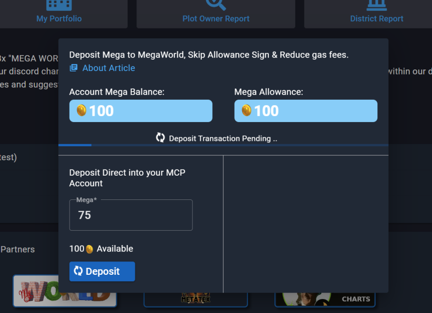 MetaverseMax's tweet image. MetaverseMax V1.6 now deployed and live. This release include the 2nd part of the 'Direct Deposit' feature, now with support for Ethereum Mainnet - Mega token deposits. Medium article info: link.medium.com/eRkgnTzIvFb  #MegaWorld