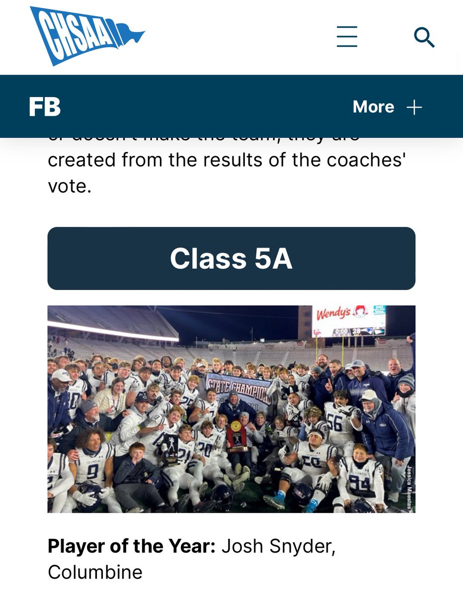 Blessed to be named First Team All State and the Class 5A Player of the Year for Colorado by <a href="/CHSAA/">CHSAA</a>