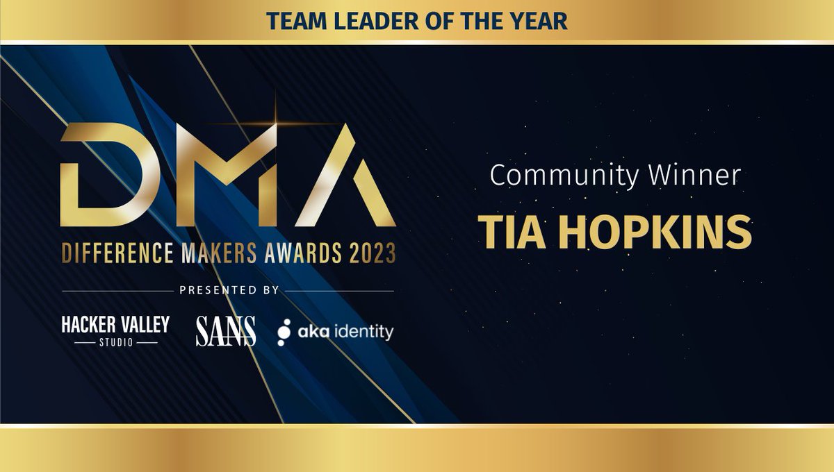 The Team Leader of the Year Award 🏆 goes to the individual who displayed extraordinary leadership skills, dedication to their team and passion for fostering an inclusive, thriving team environment.

The Community Winner for 2023 goes to <a href="/yhopkins/">(Ya)Tia Hopkins</a>. Congratulations! #SANSDMA