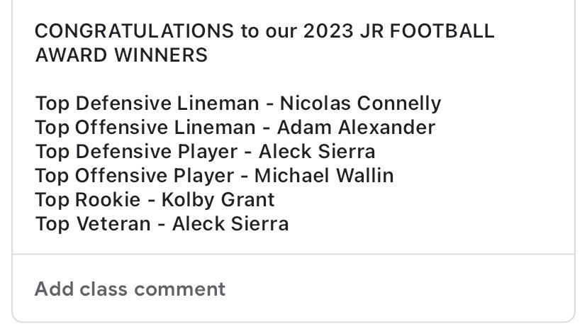 AdamAlexanderFB's tweet photo. Very happy to announce that I have been selected as the 2023 top offensive lineman for the JR St. Joan of Arc Knights! https://t.co/970nx0F28m