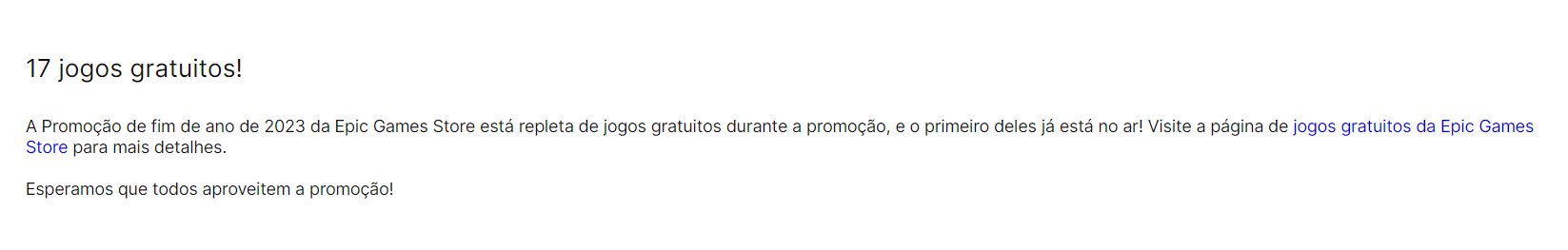 Epic Games começa promoção de fim de ano com descontos em jogos e