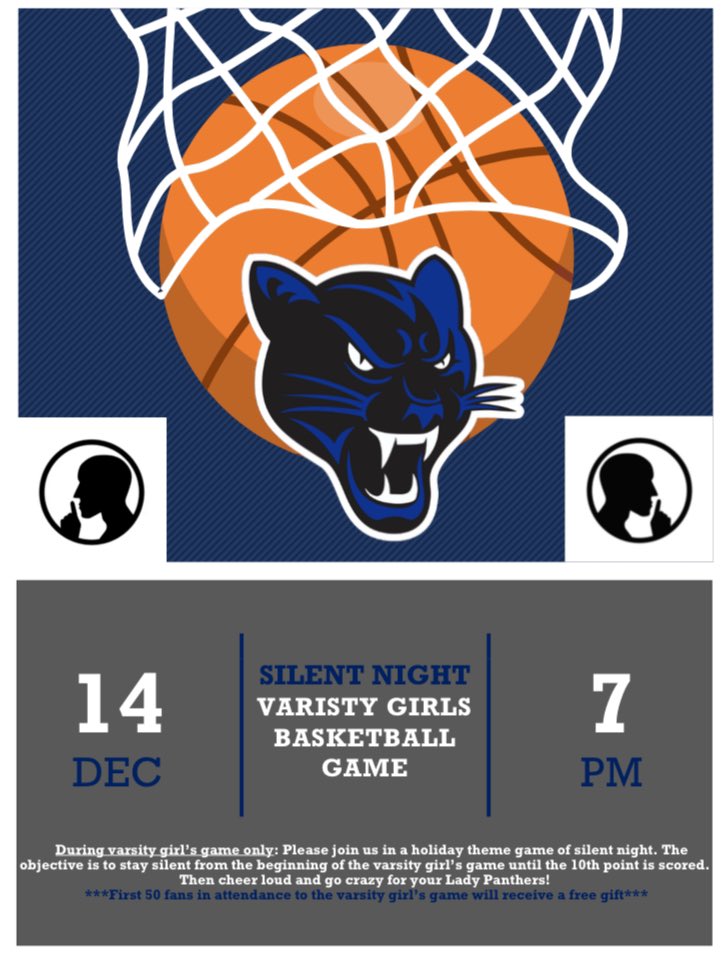 Come out and support <a href="/ridgeview_gbb/">Ridgeview Girls Basketball</a> tomorrow night for their silent night game. The first 50 fans receive a free gift! 🎄💙