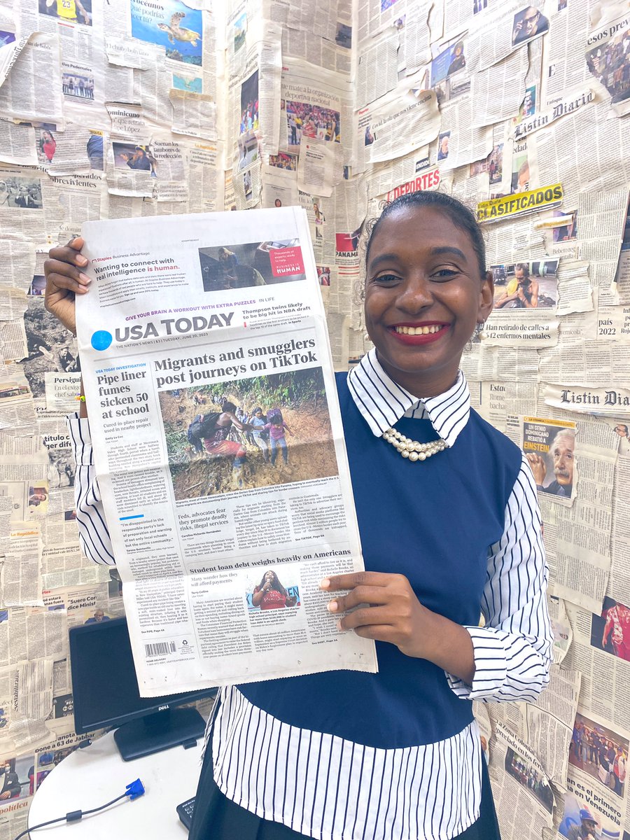 Thanks to @RebeccaMorin_ for sending me my very first front page/ English publication @USATODAY (that I just received today) La vida siempre se pone mejor, vamos a seguir soñando. Thanks again to @RominaAdi @cristymsilva @carenbohan @candynotcandace ❤️ #emlfellows @icfj