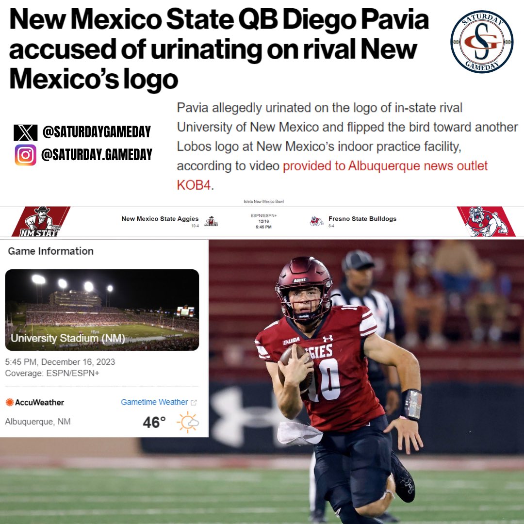 Diego Pavia will return to New Mexico’s stadium this Saturday 😈