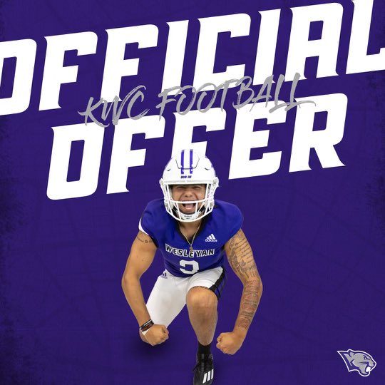 After a great conversation with @CoachYoung41 I am blessed to receive an offer from @kwc_football 🟣⚪️ @Coach_Kuhn @calebboy_6 @WilsonCentralFB