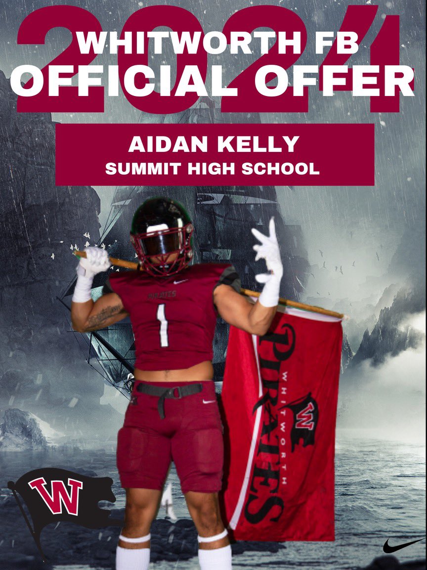 Aidan Kelly (@aidankelly54) on Twitter photo After a great talk with <a href="/duke_degaetano/">Duke DeGaetano</a> i am proud to say i have received my 2nd offer to play at college football at the University of Whitworth. Go pirates!
<a href="/Summitstorm_FB/">Summit Storm Football</a>
<a href="/ByBrianRathbone/">Brian Rathbone</a>
<a href="/BrandonHuffman/">Brandon Huffman</a>
<a href="/PrepRedzoneOR/">Prep Redzone Oregon</a>
<a href="/NFFOregon/">National Football Foundation - Oregon Chapter</a> After a great talk with <a href="/duke_degaetano/">Duke DeGaetano</a> i am proud to say i have received my 2nd offer to play at college football at the University of Whitworth. Go pirates!
<a href="/Summitstorm_FB/">Summit Storm Football</a>
<a href="/ByBrianRathbone/">Brian Rathbone</a>
<a href="/BrandonHuffman/">Brandon Huffman</a>
<a href="/PrepRedzoneOR/">Prep Redzone Oregon</a>
<a href="/NFFOregon/">National Football Foundation - Oregon Chapter</a>