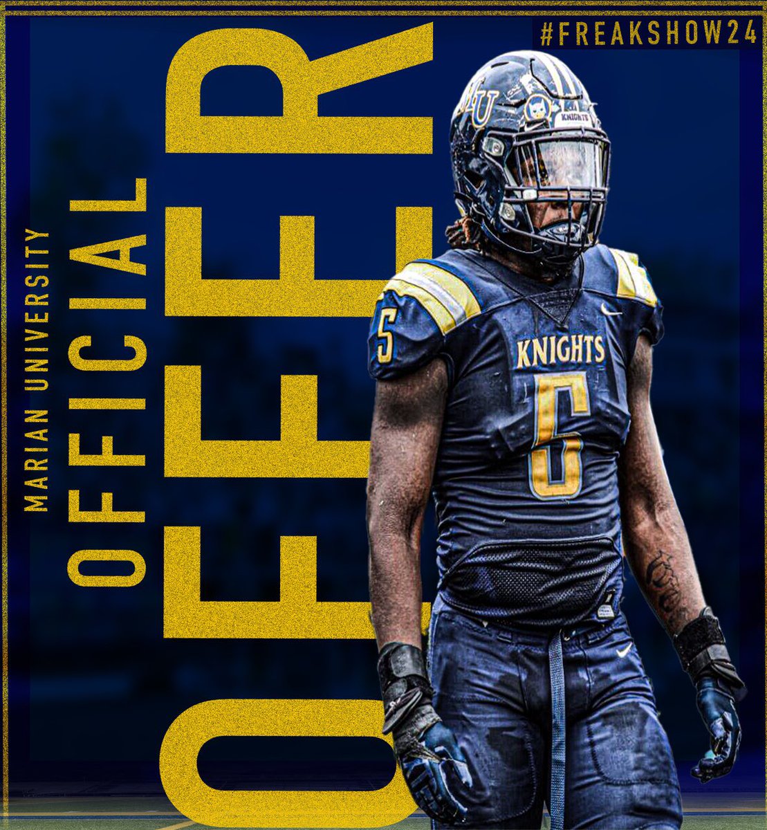 #AGTG Blessed to Receive an offer from @MarianUFootball @Coach_Jay53 @MilesOsei @1Purpose1Goal @Coach_Chandler2