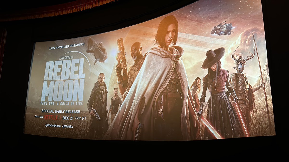 About to watch @rebelmoon at @ChineseTheatres! Let’s go @ZackSnyder, show me a new universe I can nerd out to! #RebelMoon @netflix #SciFi #SofiaBoutella