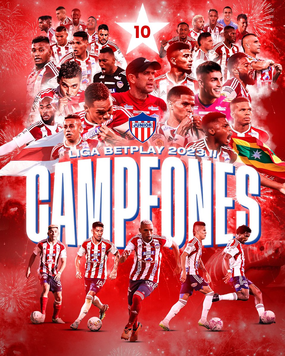 ¡SOMOS CAMPEONES! 🤩🤩🤩🤩
¡LA DÉCIMA LLEGÓ!
ESTO ES POR USTEDES, ESTO ES JUNIOR, NUNCA NOS RENDIMOS, ESTO ES PARA NUESTRA GENTE.
CELEBRA BARRANQUILLA, CELEBRA LA COSTA, ¡QUE VIVA EL FÚTBOL!

#VamosJunior🔴⚪️🔵