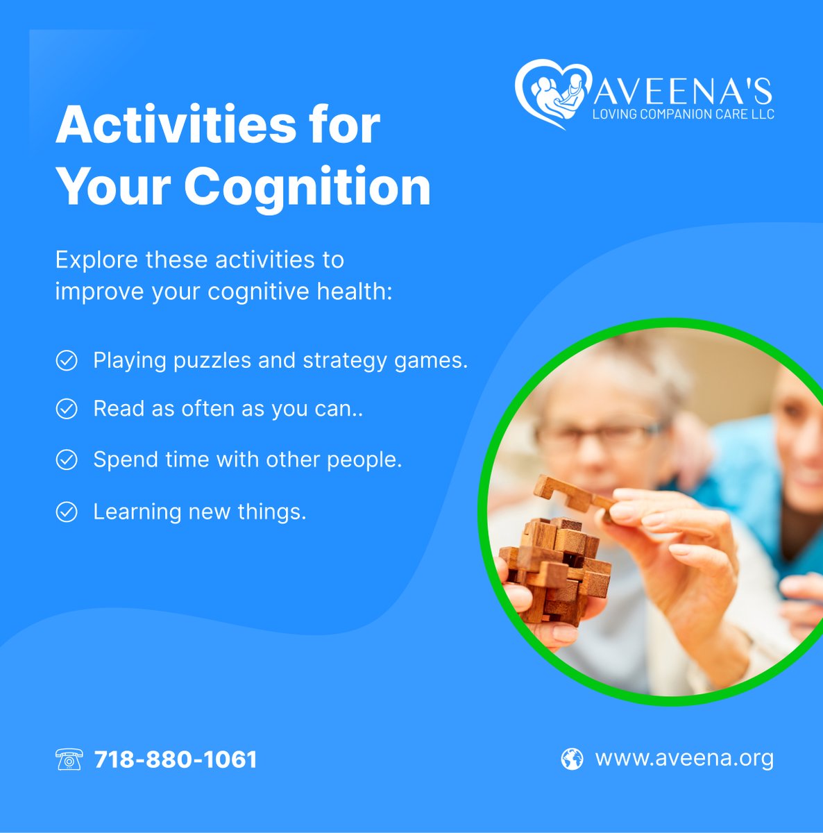 Your cognitive abilities play an important role when crafting a happy and productive life. You can explore a range of simple activities to preserve your cognitive abilities.

#CognitiveAbilities #QueensVillageNY #HomeCare #SimpleActivities