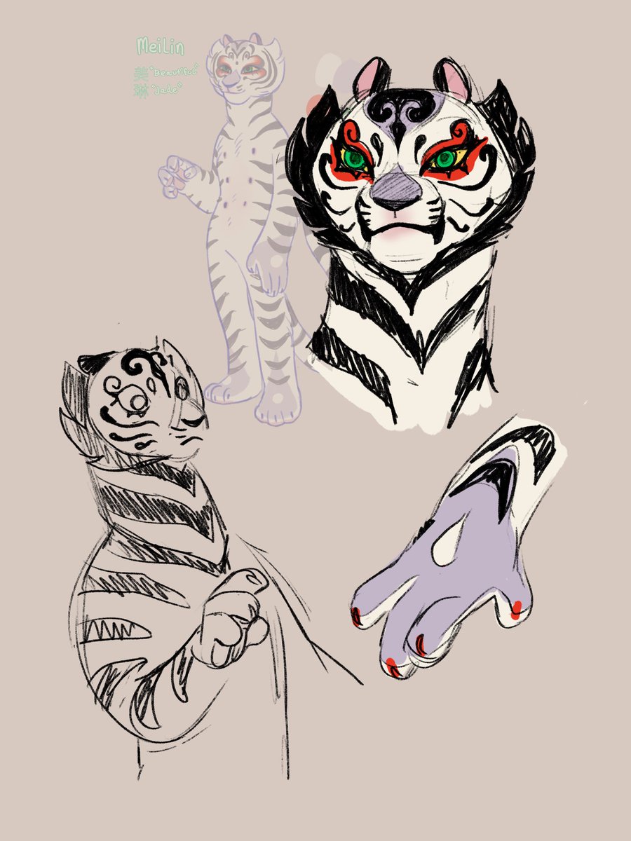 Revamping a kung fu panda oc She’s heavily inspired by Chinese theatre/opera and peking masks Granted with a lot of artistic freedom and stylisation