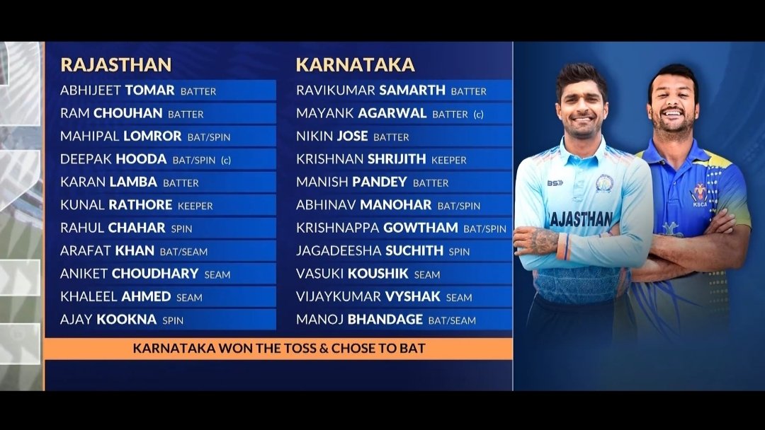 Come On Boys!
Semi- Final 2
#VijayHazareTrophy #KARvsRAJ